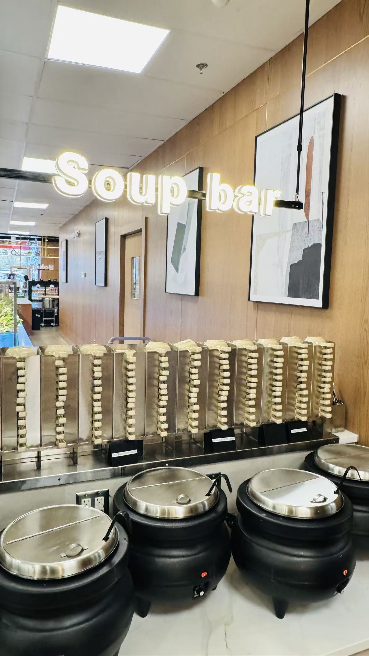 Soup bar with a variety of hot soups